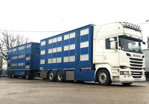 SCANIA R580 V8 with box and trailer PEZZAIOLI kamion za prijevoz stoke + prikolica za prijevoz stoke
